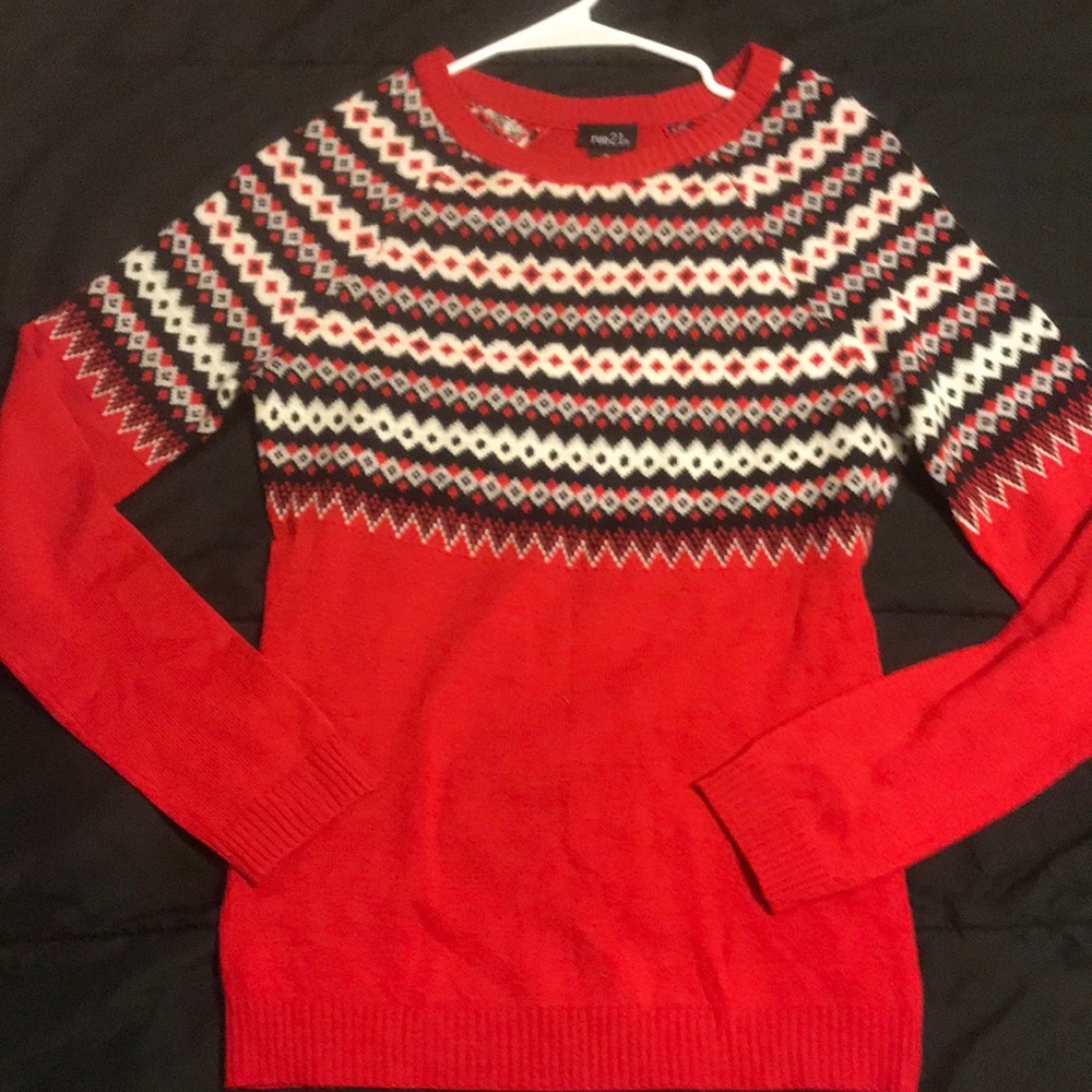 Red black and white long sleeve shirt